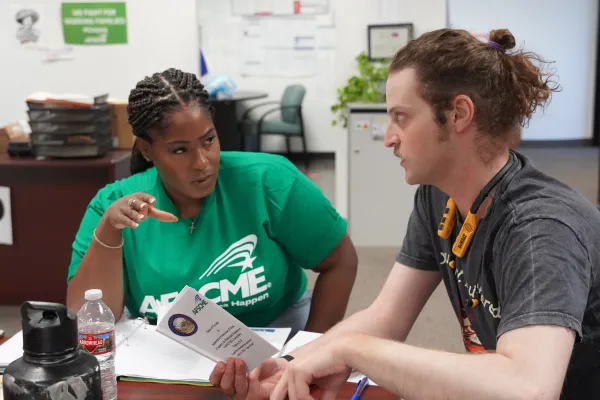 AFSCME Stewards reviewing our new collective bargaining agreement